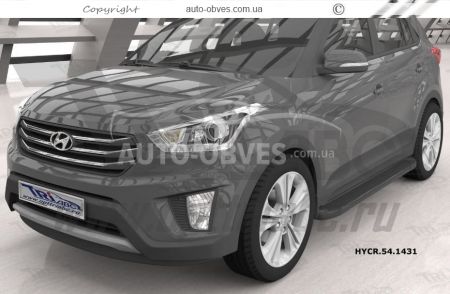 Бічні підніжки Hyundai Creta 2016-... - style: BMW, колір: чорний фото 3