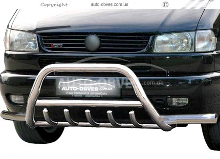 Защита переднего бампера Volkswagen T4 Transporter, Caravelle - тип: с доп трубками фото 0