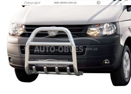 High bull bar VW T5 2010-2015 Caravelle, Multivan, Transporter - type: up to the hood фото 0