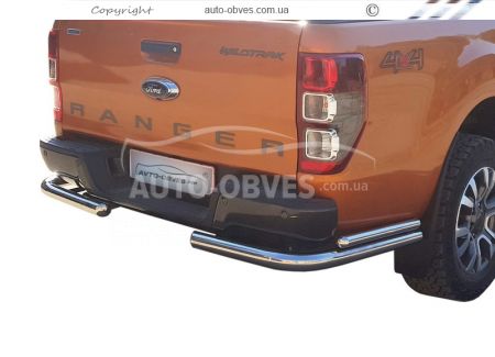 Rear bumper protection Ford Ranger 2017-… - type: double corners фото 0