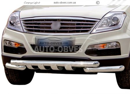 Защита бампера Ssangyong Rexton W 2012-2016 - тип: модельная, с пластинами фото 0