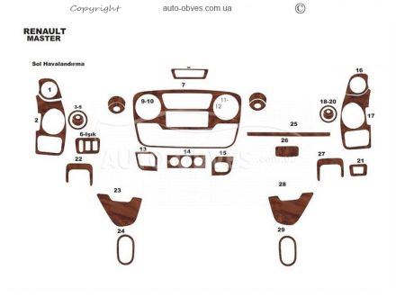 Декор на панель Nissan NV400, Renault Master, Opel Movano з 29 елементів - тип: наклейки фото 2