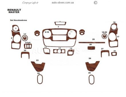 Panel decor Nissan NV400, Renault Master, Opel Movano of 29 elements - type: stickers фото 2