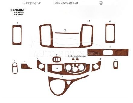 Dashboard decor Nissan Primastar 2011-2014 with 16 elements - type: stickers фото 3