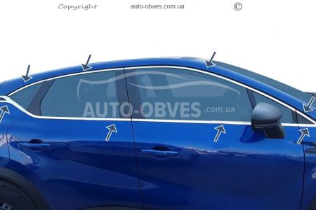Window trim Renault Captur 2019-... - type: 16 pcs stainless steel photo 2