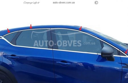 Окантовка окон верхняя Renault Captur 2019-... - тип: 8 шт нержавейка фото 0