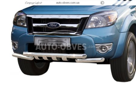 Захист бампера Ford Ranger 2009-2011 - тип: модельний, з пластинами фото 0