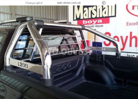 Roll bar for Mitsubishi L200 2019-... - type: single with additional cab window protection фото 1