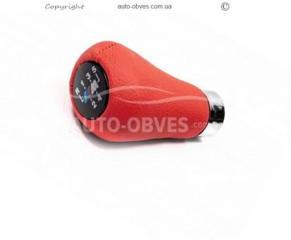 Gear knob BMW 5 series E34 1988-1995 - type: oem leatherette red smooth фото 0