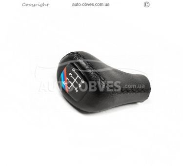 Gear knob BMW 5 series E34 1988-1995 - type: v3 6st leatherette black smooth фото 0