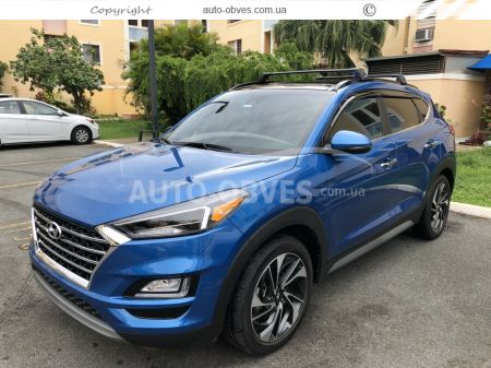 Поперечины на интегрированные рейлинги Hyundai Tucson 2019-2021 тип: Air-2 цвет: черный фото 6