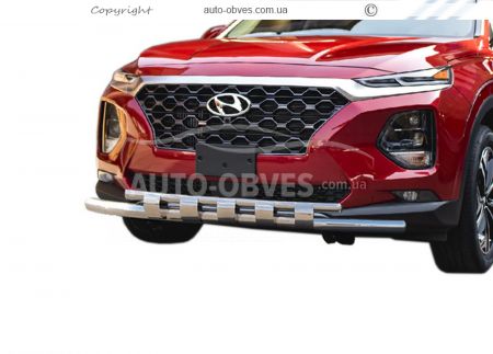 Bumper protection Hyundai Santa Fe 2017-... - type: model with plates фото 0