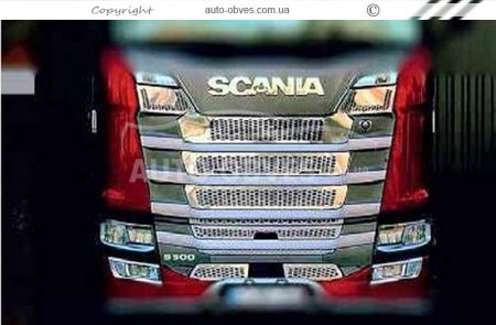 Накладки в решітку сітки Scania S 2016-... - тип: штамповка 3D фото 6