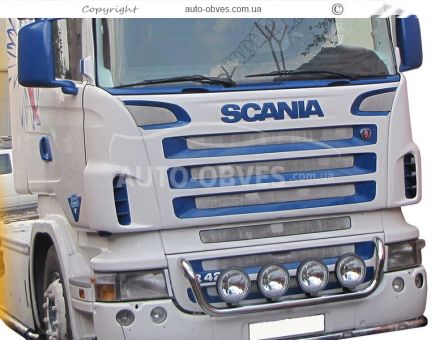 Holder for headlights in Scania R grille, service: installation of diodes фото 0