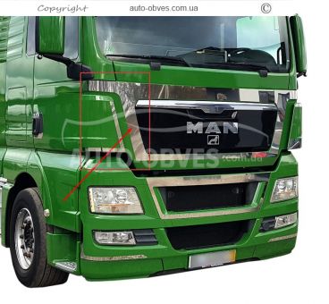Lining on the side parts of the bonnet grille MAN TGS 2 pcs фото 1