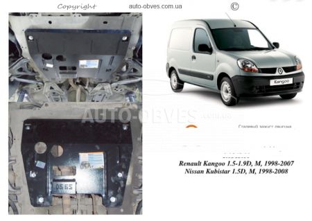 Захист двигуна Renault Kangoo 1997-2007 модиф. V-окрім 1,2 бензин фото 0