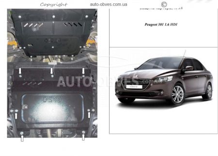 Захист двигуна Peugeot 301 2012-... модиф. V-1,6HDI МКПП фото 0