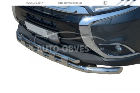 Bumper protection Mitsubishi Outlander 2015-2020 - type: model with plates фото 1