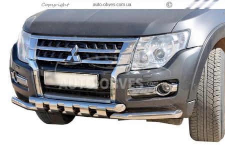 Bumper protection Mitsubishi Pajero Wagon IV - type: model with plates фото 0