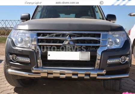 Bumper protection Mitsubishi Pajero Wagon IV - type: model with plates фото 2