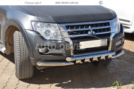 Bumper protection Mitsubishi Pajero Wagon IV - type: model with plates фото 1