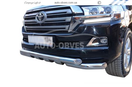 Защита бампера Toyota Land Cruiser 200 2016-2021 - тип: модельная, с пластинами фото 0