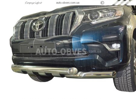 Захист бампера Toyota Prado 150 2018-2023 - тип: модельний, з пластинами фото 0