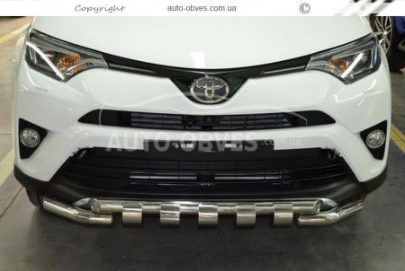 Защита бампера Toyota Rav4 2016-2019 - тип: модельная, с пластинами фото 2