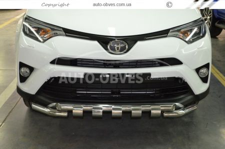 Защита бампера Toyota Rav4 2016-2019 - тип: модельная, с пластинами фото 1