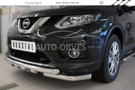 Защита бампера Nissan X-Trail 2014-2017 - тип: модельная, с пластинами фото 3
