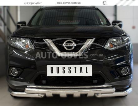 Защита бампера Nissan X-Trail 2014-2017 - тип: модельная, с пластинами фото 2