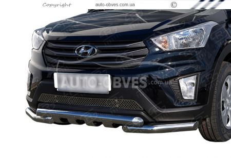 Hyundai Creta bumper protection - type: model, with plates фото 0