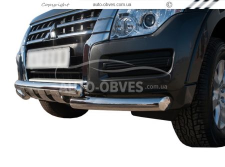 Защита бампера Mitsubishi Pajero Wagon IV - тип: модельная, с пластинами фото 0