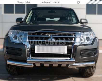 Защита бампера Mitsubishi Pajero Wagon IV - тип: модельная, с пластинами фото 2
