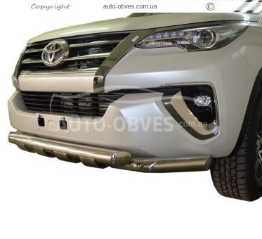 Защита бампера Toyota Fortuner 2015-... - тип: модельная с пластинами фото 0