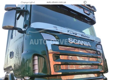 Дефлектор капоту мухобійка балкон Scania 2004-2016 - з будь - яким написом по центру фото 8