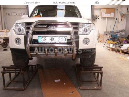 High bull bar Mitsubishi Pajero Wagon IV - type: up to the hood фото 5