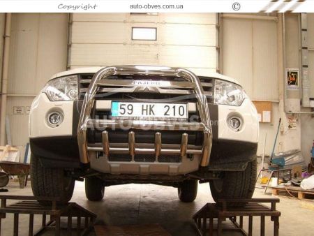 High bull bar Mitsubishi Pajero Wagon IV - type: up to the hood фото 6