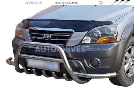 Front bumper protection Kia Sorento 03-09 - type: with additional tubes фото 0