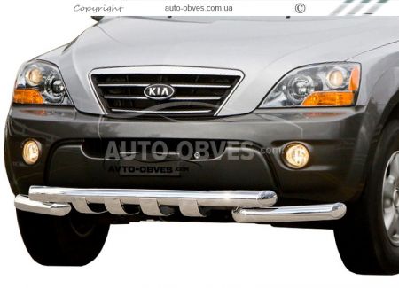 Захист бампера Kia Sorento I - тип: модельний, з пластинами фото 0