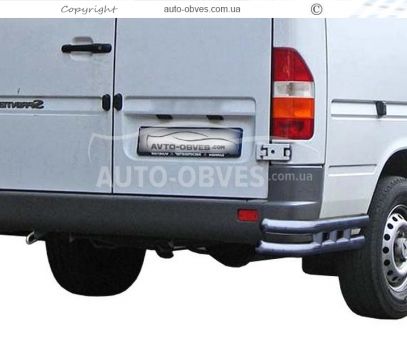 Защита заднего бампера Mercedes Sprinter, Volkswagen LT L1\L2\L3 базы - тип: двойные углы фото 0