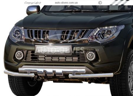 Bumper protection Mitsubishi L200 2015-2018 - type: model, with plates фото 5