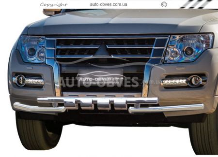 Защита бампера Mitsubishi Pajero Wagon IV - тип: модельная, с пластинами фото 7