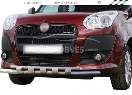 Bumper protection Fiat Doblo 2010-2014 - type: model with plates фото 0