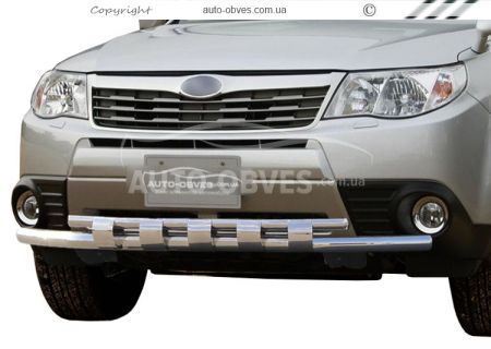 Bumper protection Subaru Forester 2008-2012 - type: model with plates фото 0