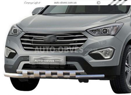 Bumper protection Hyundai Santa Fe 2013-2016 - type: model with plates фото 0