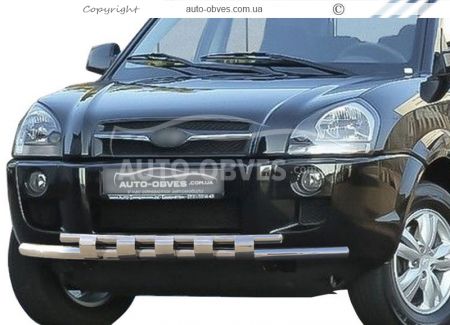 Bumper protection Hyundai Tucson 2004-2014 - type: model with plates фото 0