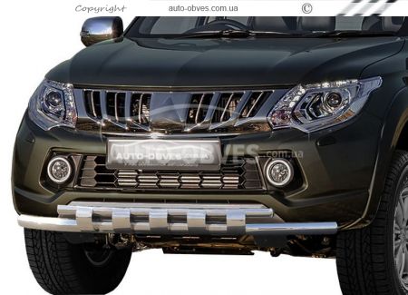 Bumper protection Mitsubishi L200 2015-2018 - type: model with plates фото 0