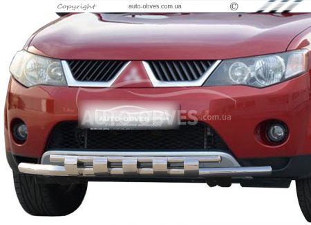 Bumper protection Mitsubishi Outlander XL 2007-2010 - type: model with plates фото 0