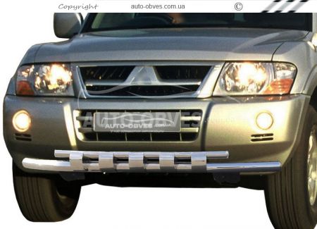 Bumper protection Mitsubishi Pajero Wagon III - type: model with plates фото 0